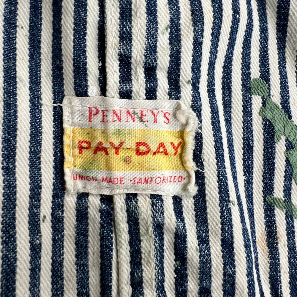 Vintage Penneys Pay Day Hickory Stripe Bib Overalls Sanforized Union Made XL 50s - Picture 12 of 16